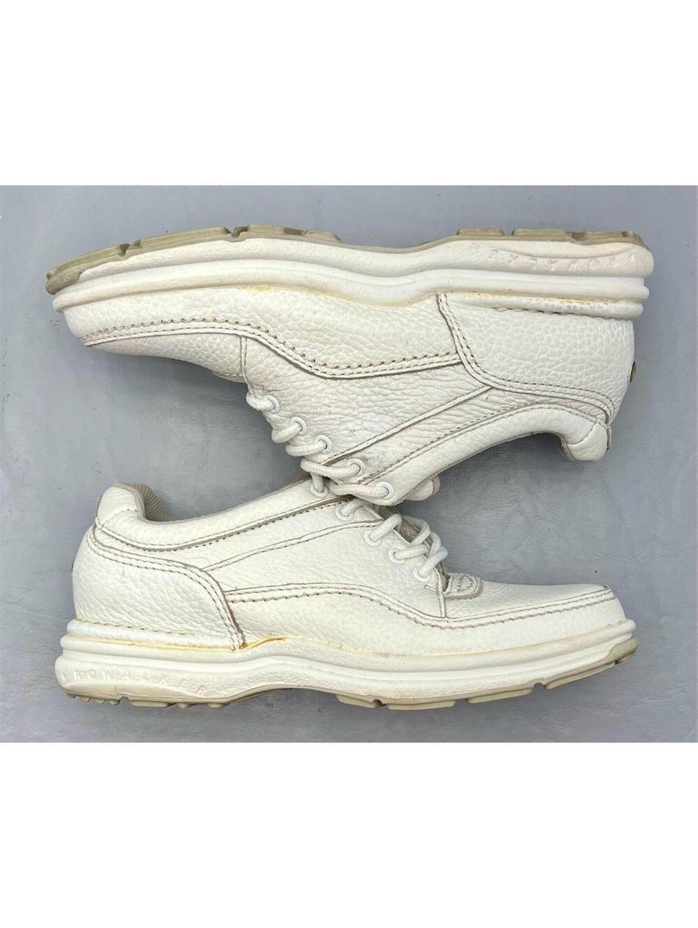 Rockport Men’s White Leather Walking Shoes Size 6.5M Comfort Casual Sneakers